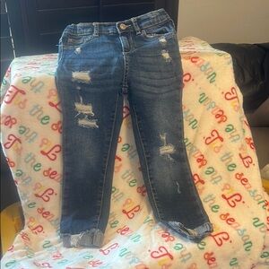 Girls. Distressed Blue Jeans